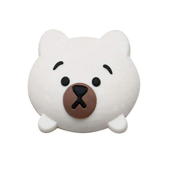 Picture of White - Bear Cute Silicone Self Adhesive Door Handle Stopper Bumper Guard Wall Protector 4.7x4.4cm, 10 PCs