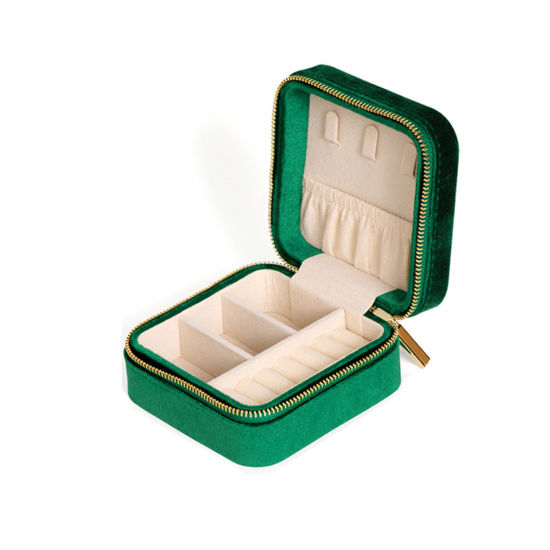 Picture of Paper & Velvet Jewelry Gift Storage Box Square Emerald 10cm x 10cm x 5cm , 1 Piece