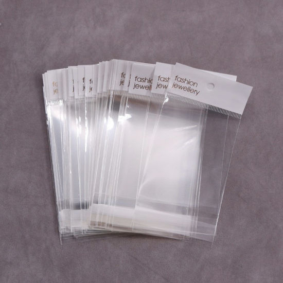 Изображение ABS Пластик Самоклеющиеся пакеты Прямоугольник Прозрачный 14см x 7см, 50 ШТ