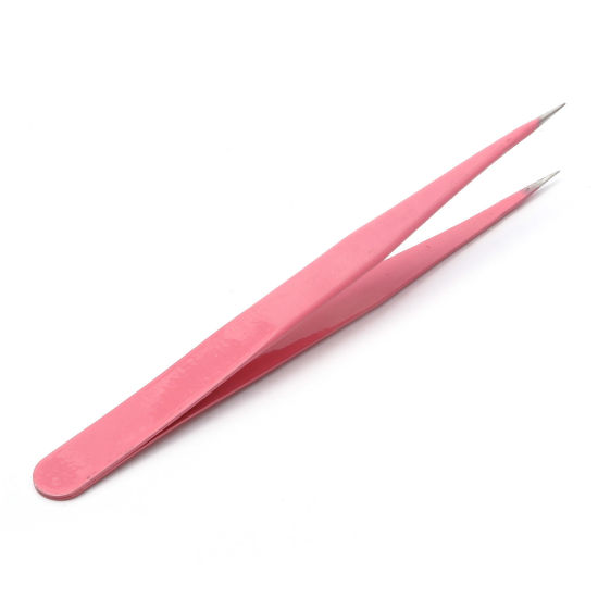 Picture of Stainless Steel Tweezers Pink Painted 13.7cm x 1cm, 1 Piece