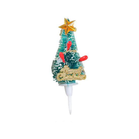 Изображение Green - Plastic Cupcake Picks Toppers Cake Decoration Christmas Tree 8x2.5cm, 2 PCs