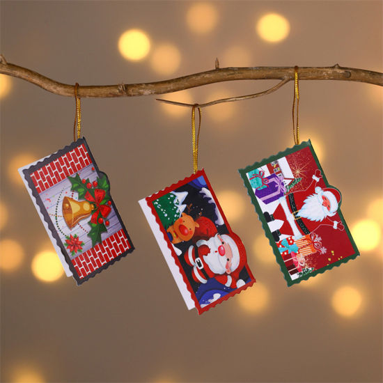 Изображение Multicolor - Paper Greeting Wishing Card Rectangle Christmas 25x18cm, 1 Set( 12 PCs/Set)