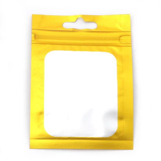 Picture of Aluminum Foil Grip Seal Zip Lock Bags Rectangle Golden (Useable Space: 6.5x5.5cm) 10cm x 7cm, 50 PCs