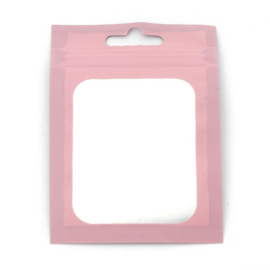 Picture of Aluminum Foil Grip Seal Zip Lock Bags Rectangle Pink (Useable Space: 6.5x5.5cm) 10cm x 7cm, 50 PCs