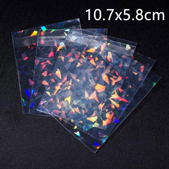 Picture of Plastic Self Seal Self Adhesive Bags Rectangle Transparent Clear Holographic Laser 10.7cm x 5.8cm, 10 PCs