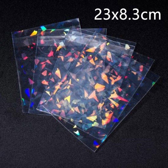 Picture of Plastic Self Seal Self Adhesive Bags Rectangle Transparent Clear Holographic Laser 23cm x 8.3cm, 10 PCs
