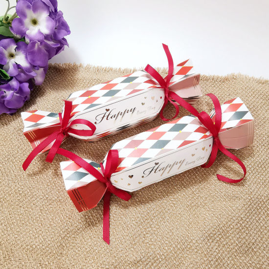 Image de Boîtes à Emballer Bijoux Emballage Cadeau et Boîtes d'Expédition Bonbons en Papier Rouge Losanges 21cm x 6cm x 3cm , 10 Pcs
