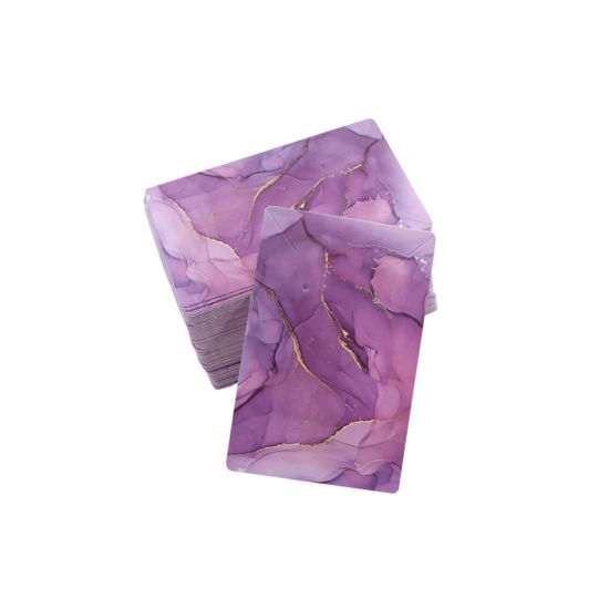 Image de Papier Carte Présentoir à Bijoux de Collier et Boucles d'Oreilles en Papier Rectangle Violet 9cm x 6cm, 50 Pcs