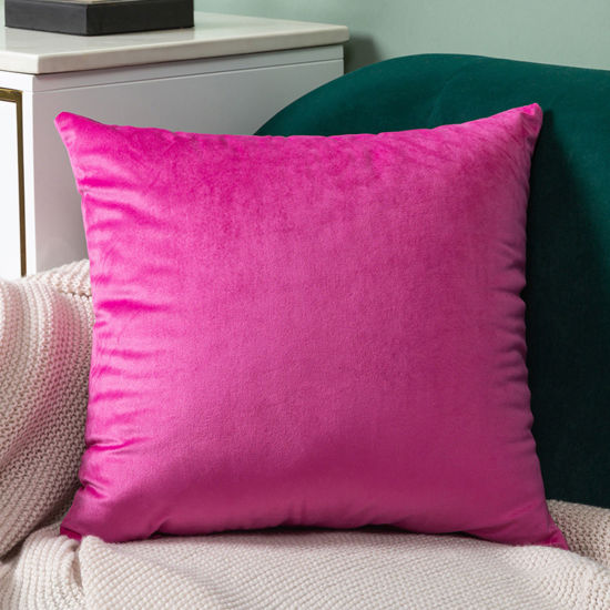 Изображение 1 Piece Velvet Simple Solid Color Pillow Cases Fuchsia Square 40cm x 40cm