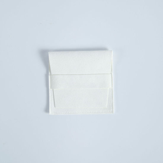 Bild von PU Kunstleder Schmucktaschen Weiß Quadrat Veloursleder 8cm x 8cm, 1 Stück