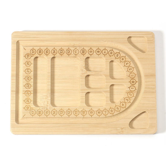 Picture of Bamboo Beading Tray For Jewelry Bracelet Making and Other Jewelry Necklaces Design Beading Mats Trays Rectangle Natural 19.5cm x 14cm, 1 Piece