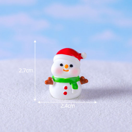 Image de Mini Ornements de Décoration Paysage en Résine Mignon Blanc Bonhomme de Neige de Noël 2.7cm x 2.4cm, 1 Pièce