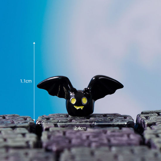 Bild von Harz Niedlich Mikrolandschafts-Miniaturdekoration Schwarz Halloween Fledermaus 24mm x 11mm, 1 Stück
