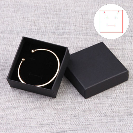 Picture of 2 PCs Paper Jewelry Gift Jewelry Box Square Black 7cm x 7cm x 3cm