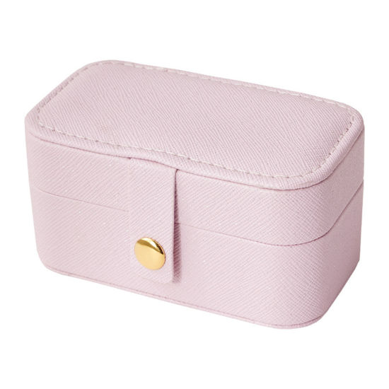 Picture of 1 Piece PU Jewelry Gift Jewelry Box Rectangle Light Pink 9.5cm x 5cm x 5cm
