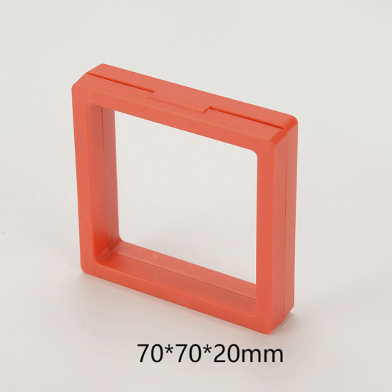5 個 ABS ベースを除く プラスチック ジュエリーイヤリングスタッド 収納 ボックス 防塵PE フィルムサスペンション 弾性ボックス 正方形 赤 7cm x 7cm x 2cm の画像