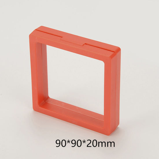 5 個 ABS ベースを除く プラスチック ジュエリーイヤリングスタッド 収納 ボックス 防塵PE フィルムサスペンション 弾性ボックス 正方形 赤 9cm x 9cm x 2cm の画像