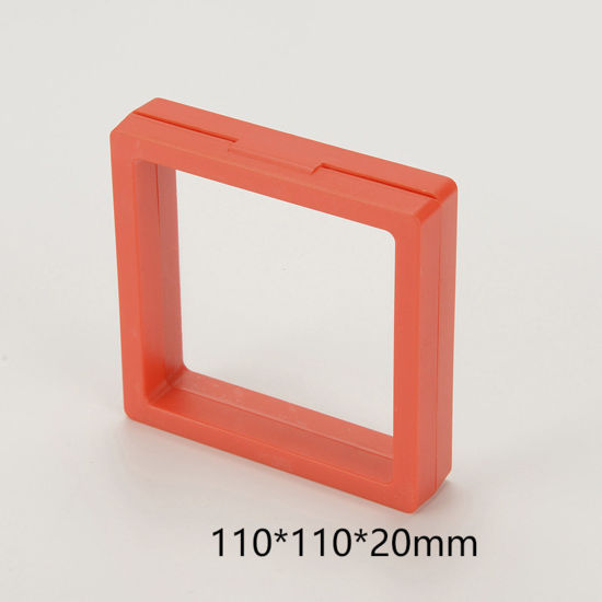 5 個 ABS ベースを除く プラスチック ジュエリーイヤリングスタッド 収納 ボックス 防塵PE フィルムサスペンション 弾性ボックス 正方形 赤 11cm x 11cm x 2cm の画像