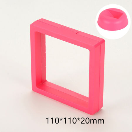 Bild von 5 Stück mit Sockel, Aufbewahrungsbox für Schmuck, Ohrstecker, Kunststoff, staubdicht, PE-Folie, elastische Box, quadratisch, Fuchsia, 11 cm x 11 cm x 2 cm