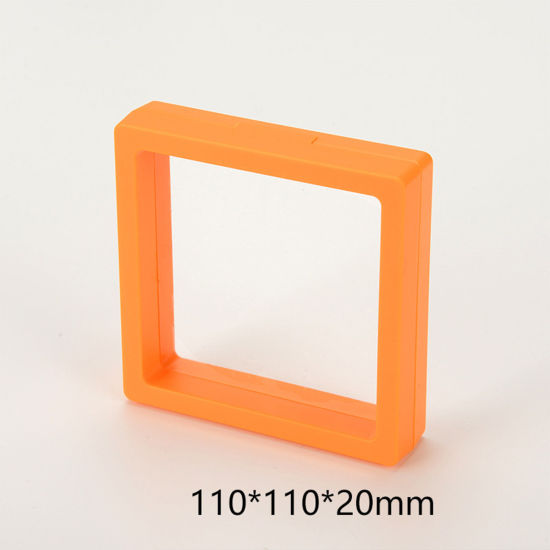 5 個 ABS ベースを除く プラスチック ジュエリーイヤリングスタッド 収納 ボックス 防塵PE フィルムサスペンション 弾性ボックス 正方形 オレンジ 11cm x 11cm x 2cm の画像
