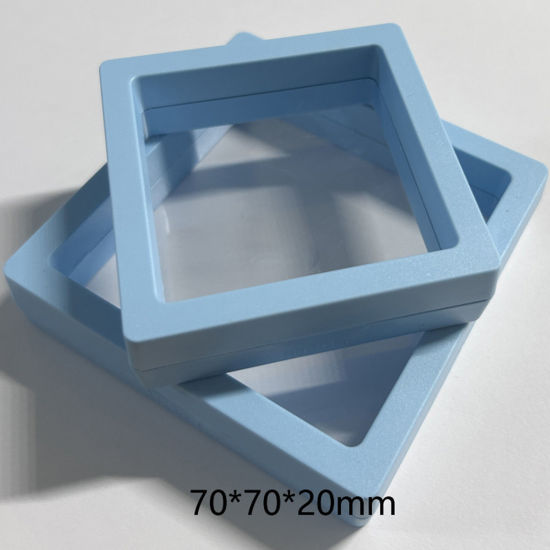 5 個 ABS ベースを除く プラスチック ジュエリーイヤリングスタッド 収納 ボックス 防塵PE フィルムサスペンション 弾性ボックス 正方形 空色 7cm x 7cm x 2cm の画像
