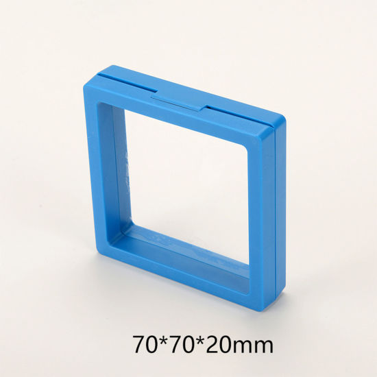 5 個 ABS ベースを除く プラスチック ジュエリーイヤリングスタッド 収納 ボックス 防塵PE フィルムサスペンション 弾性ボックス 正方形 青 7cm x 7cm x 2cm の画像