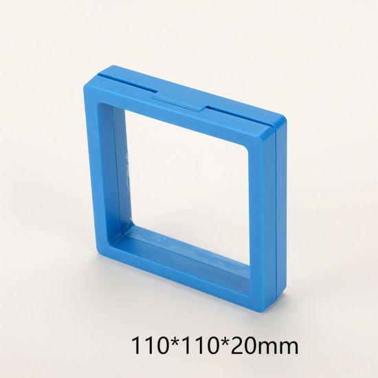 5 個 ABS ベースを除く プラスチック ジュエリーイヤリングスタッド 収納 ボックス 防塵PE フィルムサスペンション 弾性ボックス 正方形 青 11cm x 11cm x 2cm の画像