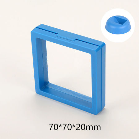 Bild von 5 Stück mit Sockel, Aufbewahrungsbox für Schmuck, Ohrstecker, Kunststoff, staubdicht, PE-Folie, elastische Box, quadratisch, blau, 7 cm x 7 cm x 2 cm