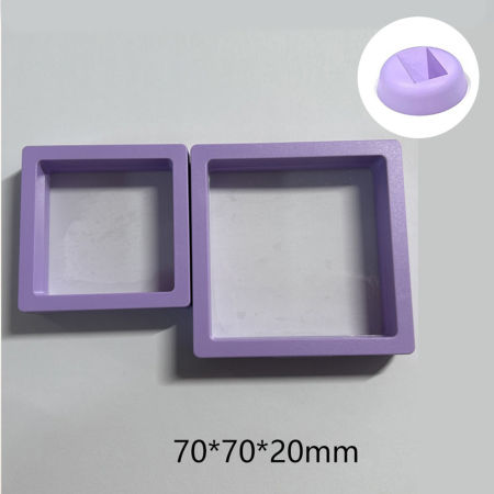 Bild von 5 Stück mit Sockel, Kunststoff-Aufbewahrungsbox für Schmuck, Ohrstecker, staubdichte PE-Folie, Aufhängung, elastische Box, quadratisch, Mauve, 7 cm x 7 cm x 2 cm