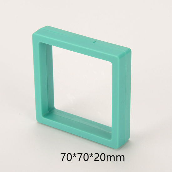 5 個 ABS ベースを除く プラスチック ジュエリーイヤリングスタッド 収納 ボックス 防塵PE フィルムサスペンション 弾性ボックス 正方形 緑 7cm x 7cm x 2cm の画像