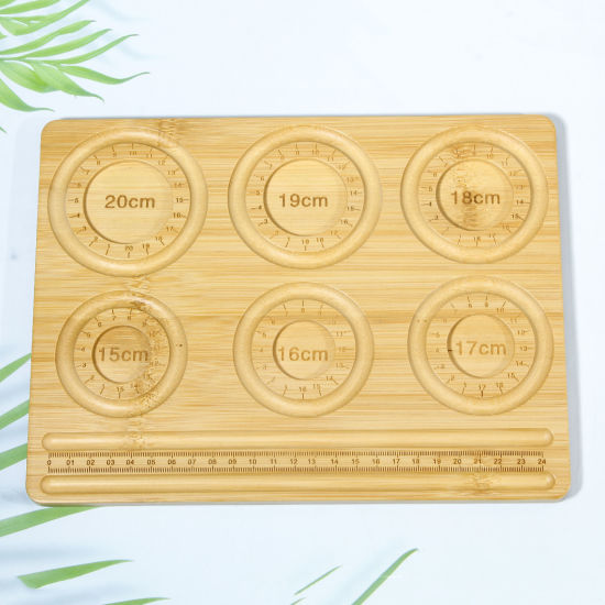 Picture of 1 Piece Bamboo Beading Tray For DIY Jewelry Bracelet Bead Design Stringing Accessories Craft Board Rectangle Natural 26.5cm x 20cm