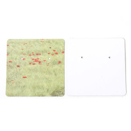 Bild von 50 Stück Kunstpapier Schmuck Ohrringe Display Karte Quadrat Bunt 6cm x 6cm