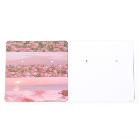 Bild von 50 Stück Kunstpapier Schmuck Ohrringe Display Karte Quadrat Bunt 6cm x 6cm