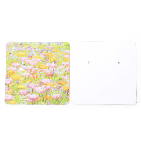 Bild von 50 Stück Kunstpapier Schmuck Ohrringe Display Karte Quadrat Bunt 6cm x 6cm