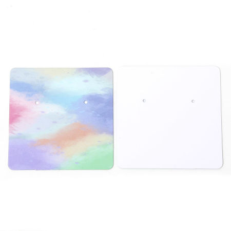 Bild von 50 Stück Kunstpapier Schmuck Ohrringe Display Karte Quadrat Bunt 6cm x 6cm