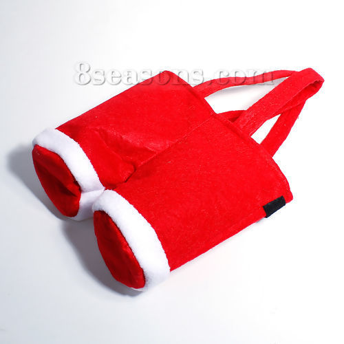 Picture of 1 Piece Nonwovens Party Candy Tote Bags Red Trousers Christmas Santa Claus 20cm x 17cm