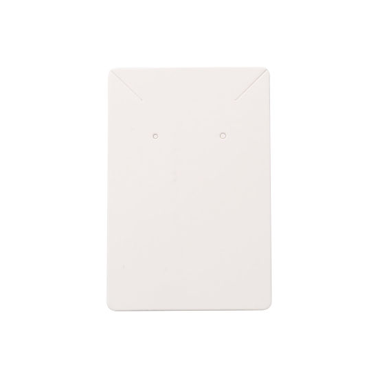 Immagine di 100 Sheets Paper Jewelry Display Card White Rectangle 9cm x 6cm
