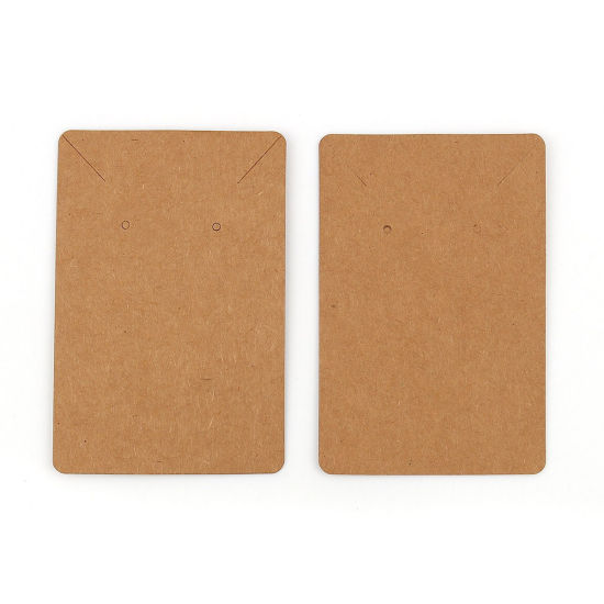 Immagine di 100 Fogli Carta Scheda Display Orecchini Gioielli Collana Rettangolo Marrone 9cm x 6cm