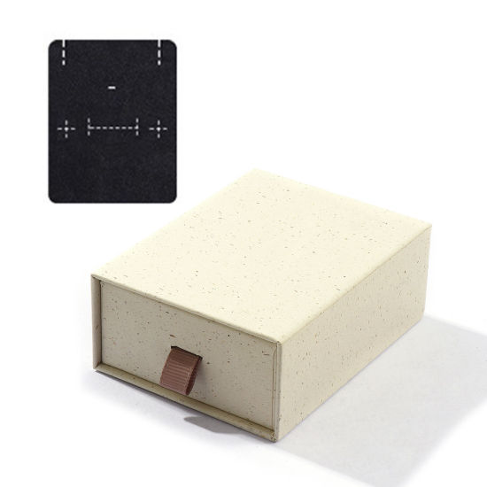Image de 2 Pcs Boîte-Cadeau à Bijoux à Tiroir Coulissant en Papier Rectangle Beige 9cm x 7cm x 3.5cm