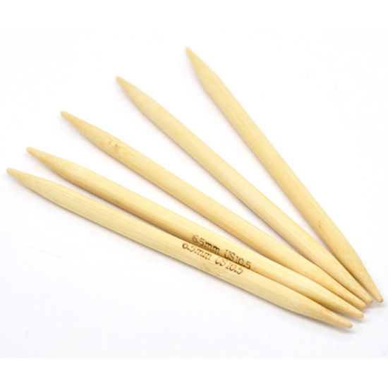 Picture of 1 Set ( 5 PCs/Set) (US10.5 6.5mm) Natural Bamboo Double Pointed Knitting Needles DIY Knit Tools Accessories 13cm(5 1/8") long