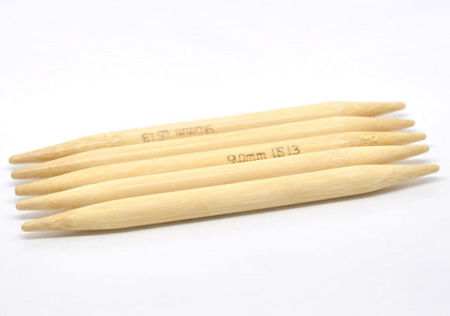 Bild von (US13 9.0mm) Bambus Stricknadel mit Doppelte Öse Naturfarben 13cm lang, 1 Set ( 5 Stück/Set)