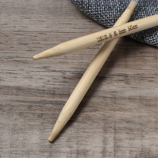 Picture of (US10.5 6.5mm) Bamboo Circular Knitting Needles Natural 50cm(19 5/8") long, 1 Pair