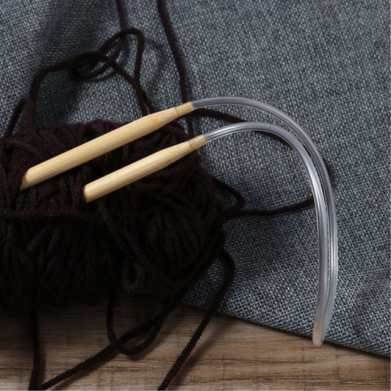 Picture of (US11 8.0mm) Bamboo Circular Knitting Needles Natural 50cm(19 5/8") long, 1 Pair