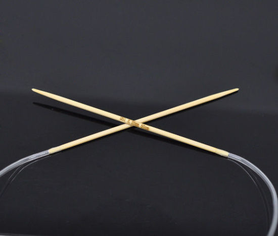 Picture of (US1 2.25mm) Bamboo Circular Knitting Needles Natural 50cm(19 5/8") long, 1 Pair