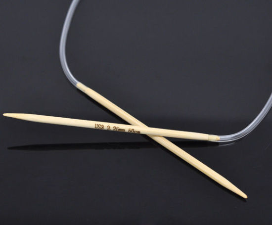 Picture of (US3 3.25mm) Bamboo Circular Knitting Needles Natural 50cm(19 5/8") long, 1 Pair