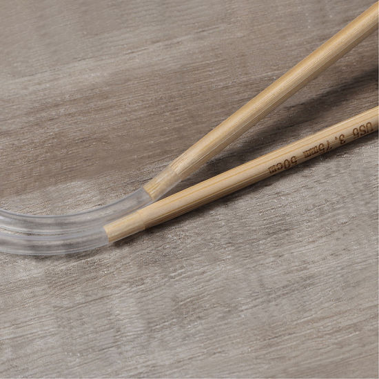 Picture of (US5 3.75mm) Bamboo Circular Knitting Needles Natural 50cm(19 5/8") long, 1 Pair