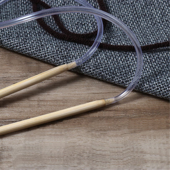 Picture of (US6 4.0mm) Bamboo Circular Knitting Needles Natural 50cm(19 5/8") long, 1 Pair