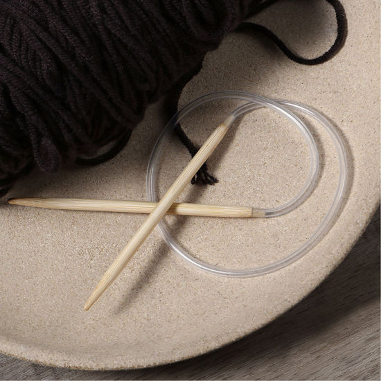 Picture of (US6 4.0mm) Bamboo Circular Knitting Needles Natural 50cm(19 5/8") long, 1 Pair