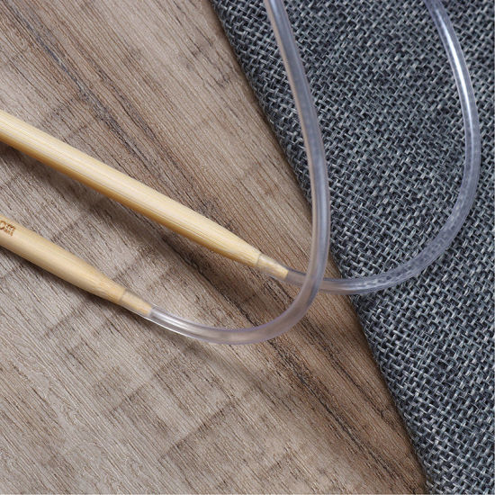 Picture of (US9 5.5mm) Bamboo Circular Knitting Needles Natural 9cm(3 4/8") long, 1 Pair