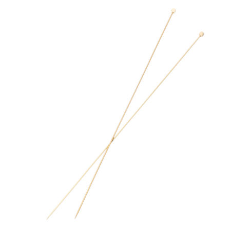 Bild von (US0 2.0mm) Bambus Stricknadel mit Einzeln Öse Naturfarben 34cm lang, 1 Set ( 2 Stücke/Set)